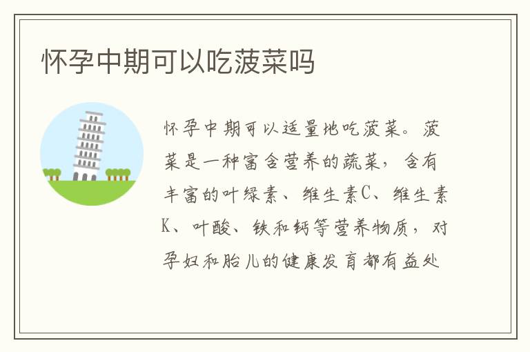 懷孕中期可以吃菠菜嗎