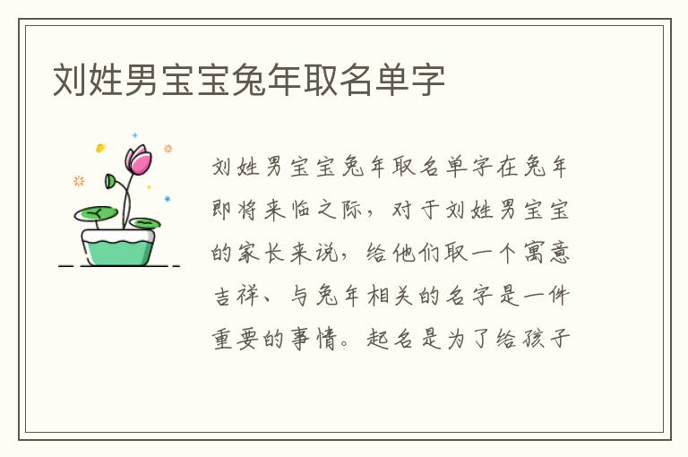 劉姓男寶寶兔年取名單字
