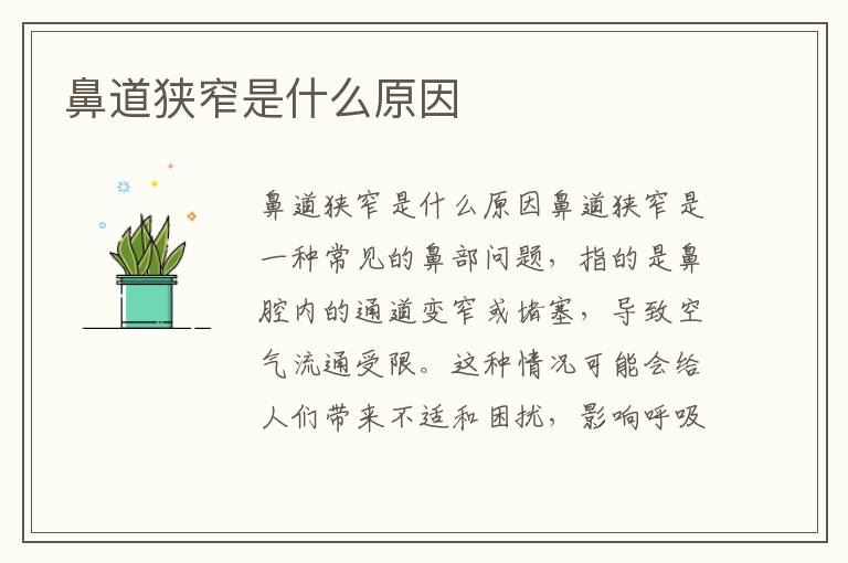 鼻道狹窄是什么原因
