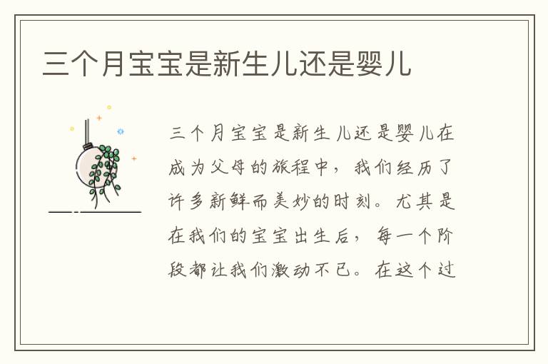 三個月寶寶是新生兒還是嬰兒