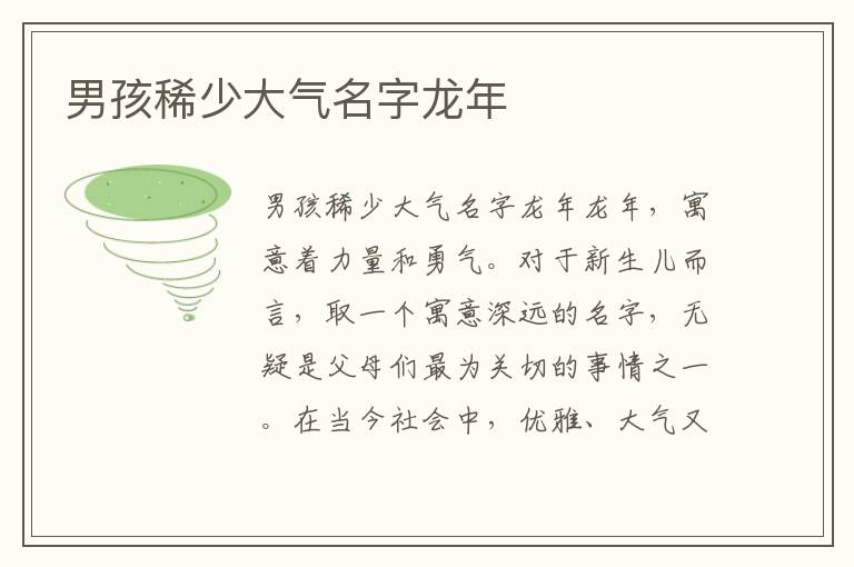 男孩稀少大氣名字龍年
