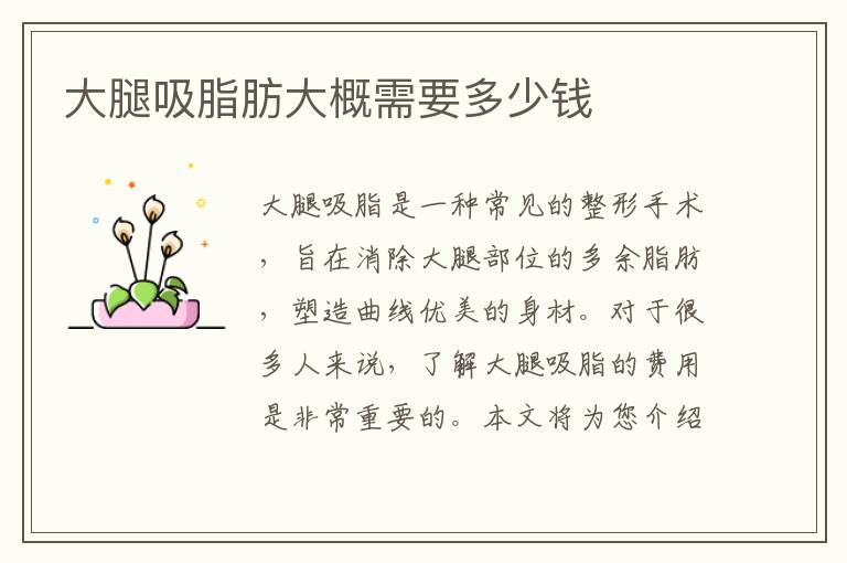 大腿吸脂肪大概需要多少錢