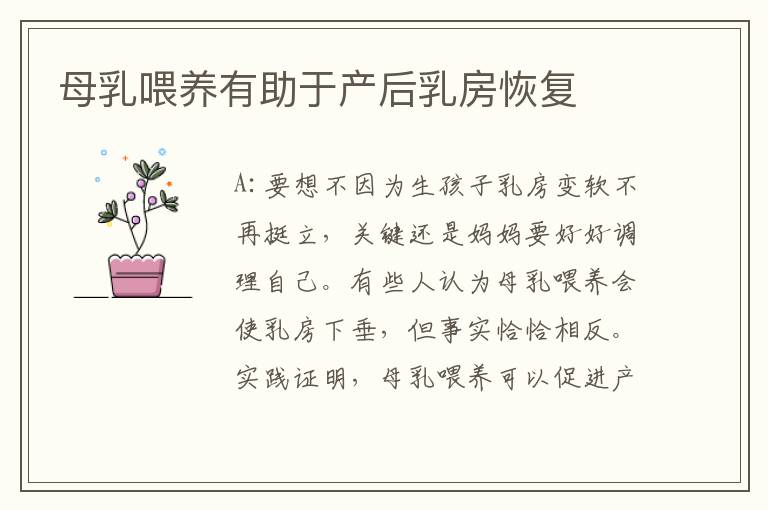 母乳喂養有助于產后乳房恢復