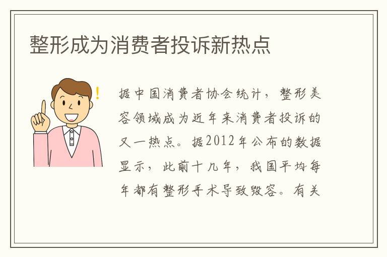 整形成為消費者投訴新熱點