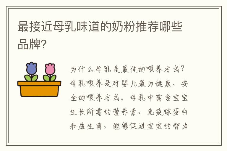 最接近母乳味道的奶粉推薦哪些品牌？