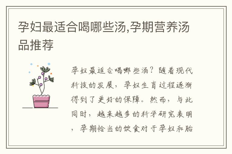 孕婦最適合喝哪些湯,孕期營養湯品推薦