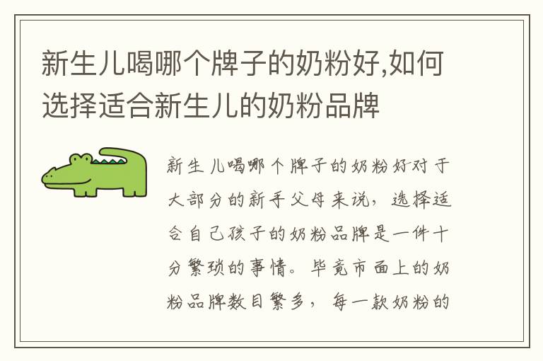 新生兒喝哪個牌子的奶粉好,如何選擇適合新生兒的奶粉品牌