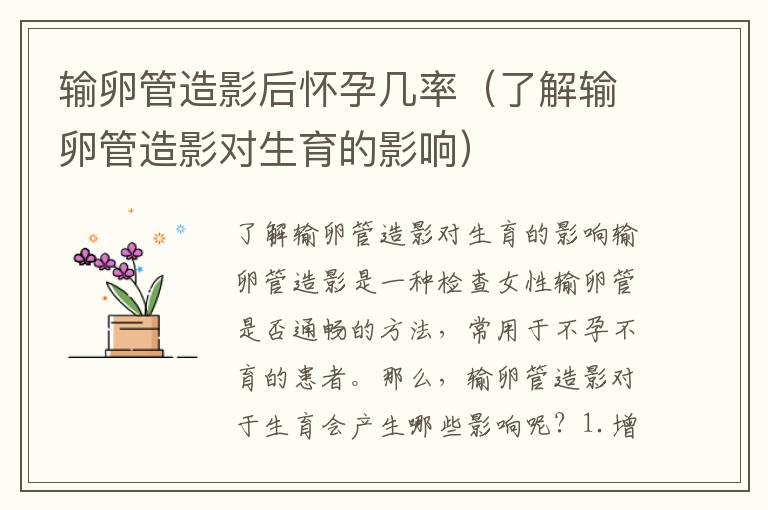 輸卵管造影后懷孕幾率（了解輸卵管造影對生育的影響）