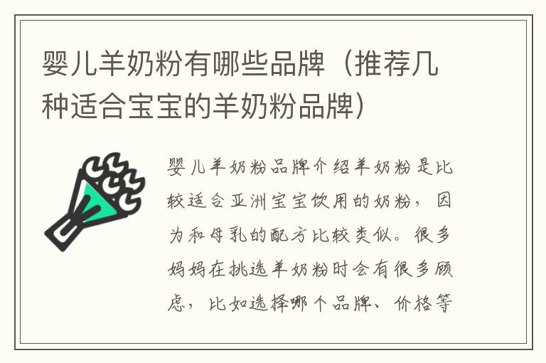 嬰兒羊奶粉有哪些品牌（推薦幾種適合寶寶的羊奶粉品牌）