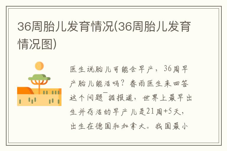 36周胎兒發育情況(36周胎兒發育情況圖)