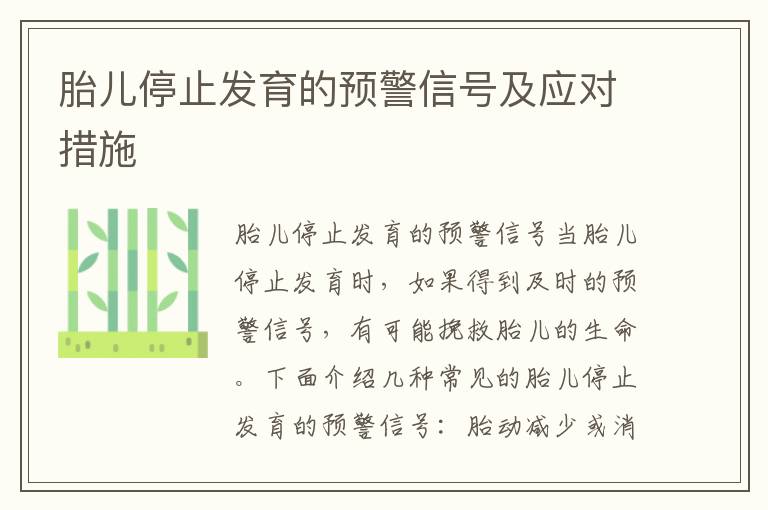 胎兒停止發育的預警信號及應對措施