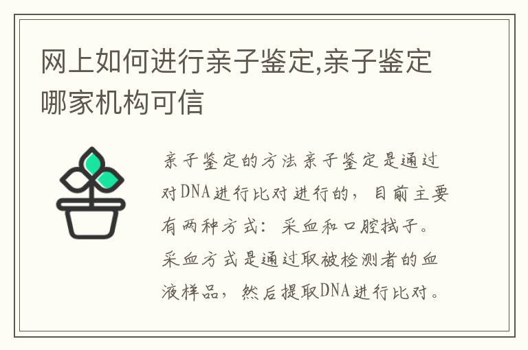 網上如何進行親子鑒定,親子鑒定哪家機構可信