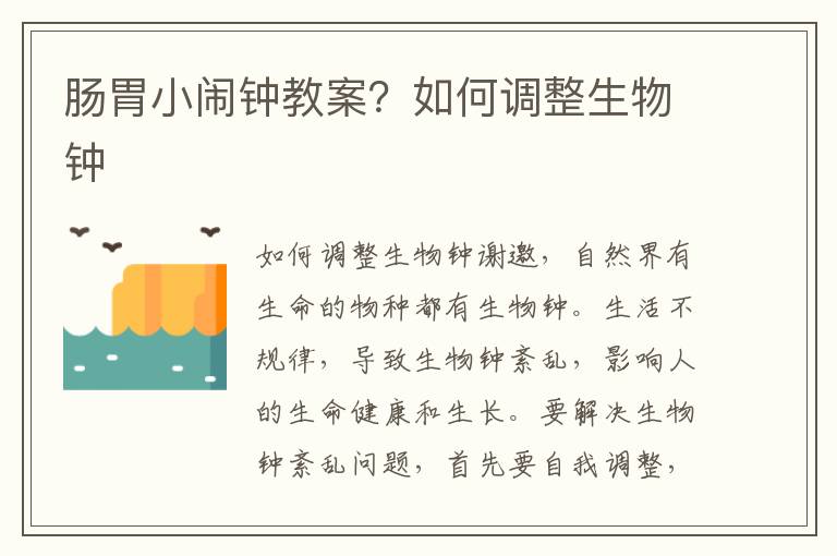 腸胃小鬧鐘教案？如何調整生物鐘