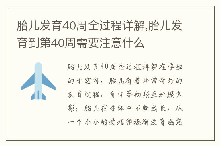 胎兒發育40周全過程詳解,胎兒發育到第40周需要注意什么