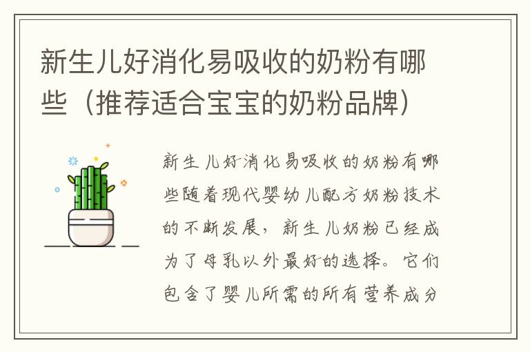 新生兒好消化易吸收的奶粉有哪些（推薦適合寶寶的奶粉品牌）