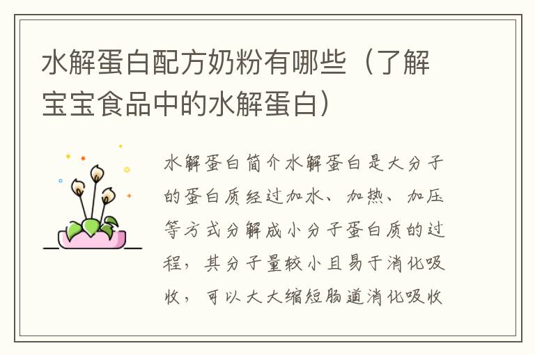 水解蛋白配方奶粉有哪些（了解寶寶食品中的水解蛋白）