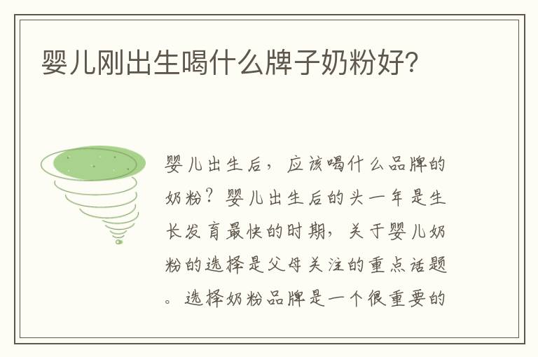 嬰兒剛出生喝什么牌子奶粉好？