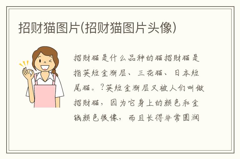 招財貓圖片(招財貓圖片頭像)