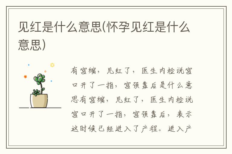 見紅是什么意思(懷孕見紅是什么意思)