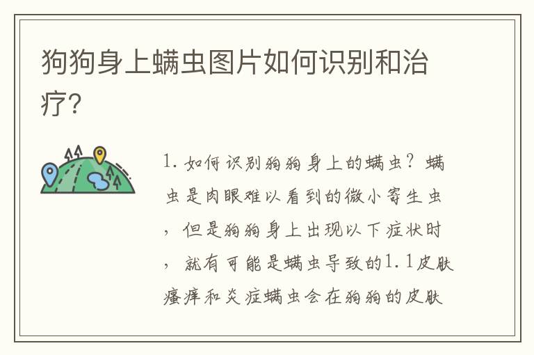 狗狗身上螨蟲圖片如何識別和治療？