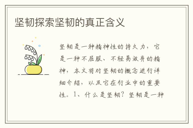 堅韌探索堅韌的真正含義