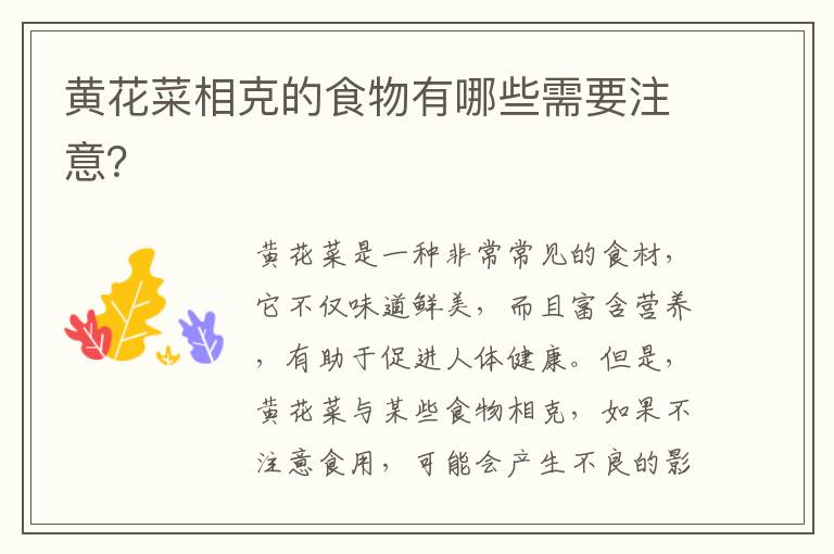 黃花菜相克的食物有哪些需要注意？