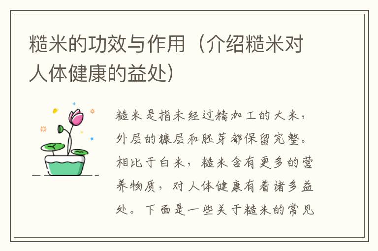 糙米的功效與作用（介紹糙米對人體健康的益處）