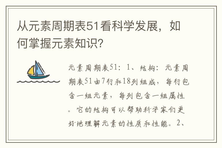 從元素周期表51看科學發展，如何掌握元素知識？