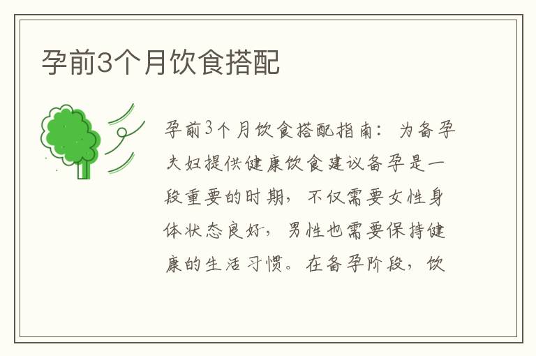 孕前3個月飲食搭配