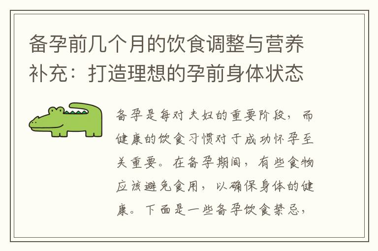 備孕前幾個月的飲食調整與營養補充：打造理想的孕前身體狀態，確保寶寶健康成長