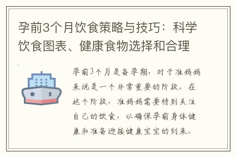 孕前3個月飲食策略與技巧：科學飲食圖表、健康食物選擇和合理搭配食譜圖表