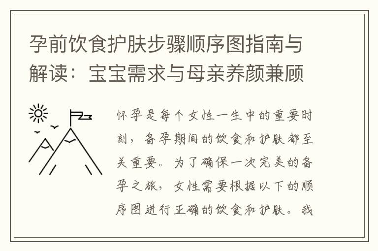 孕前飲食護膚步驟順序圖指南與解讀：寶寶需求與母親養顏兼顧，從內到外呵護肌膚和身心