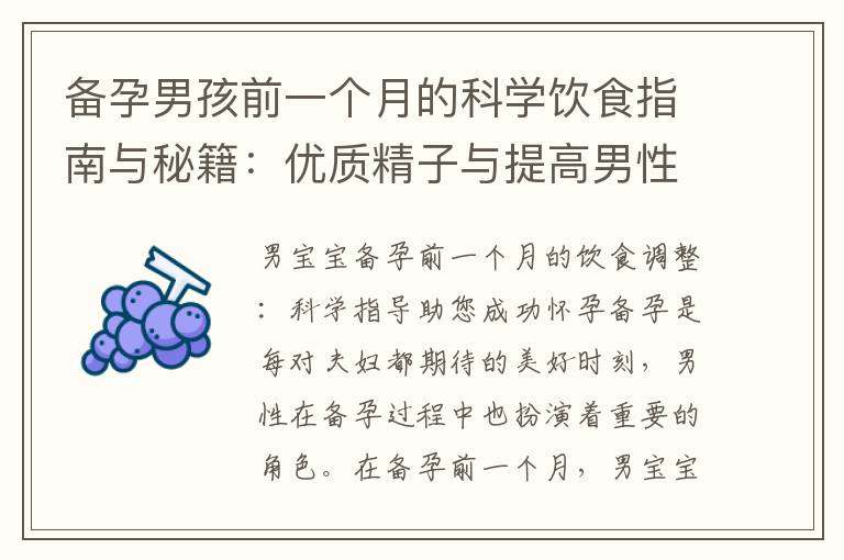 備孕男孩前一個月的科學飲食指南與秘籍：優質精子與提高男性生育能力的飲食策略
