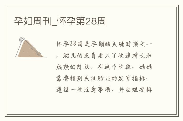 孕婦周刊_懷孕第28周