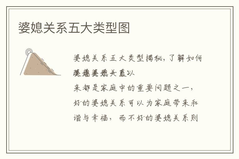 婆媳關系五大類型圖