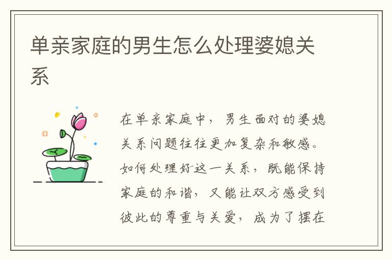 單親家庭的男生怎么處理婆媳關系