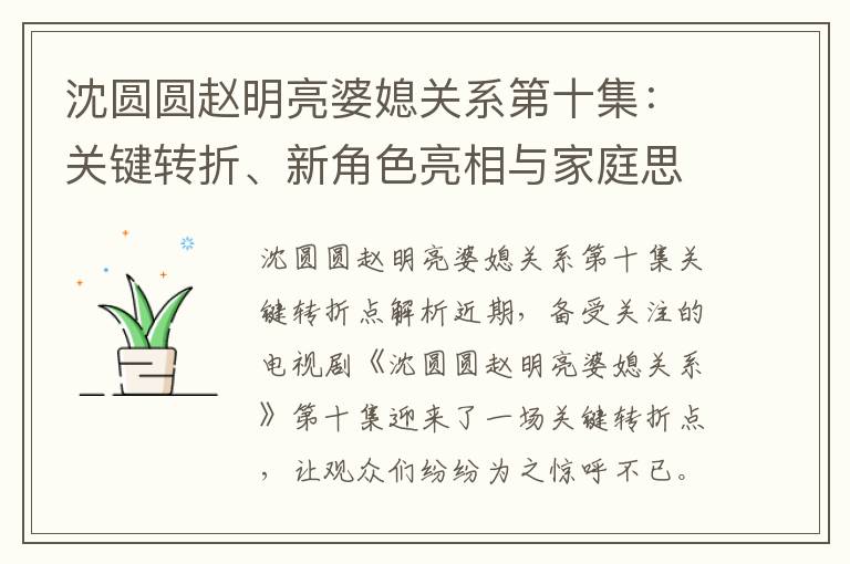 沈圓圓趙明亮婆媳關系第十集：關鍵轉折、新角色亮相與家庭思考