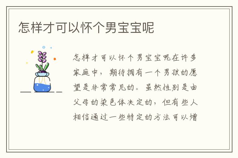 怎樣才可以懷個男寶寶呢
