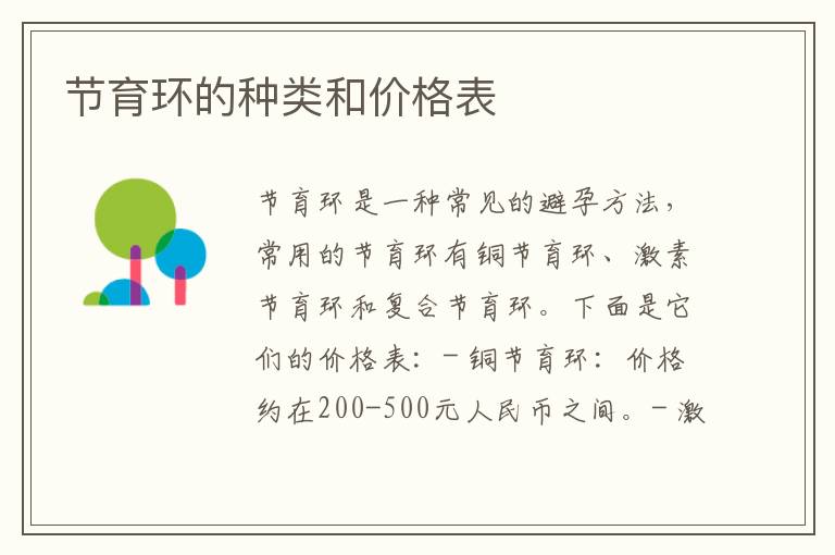 節育環的種類和價格表