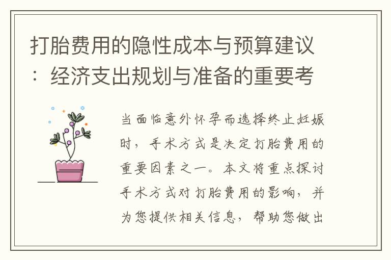 打胎費用的隱性成本與預算建議：經濟支出規劃與準備的重要考量