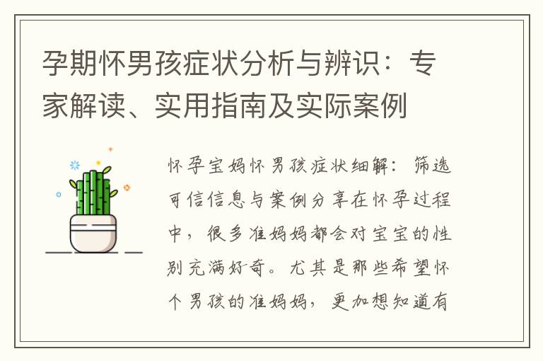 孕期懷男孩癥狀分析與辨識：專家解讀、實用指南及實際案例