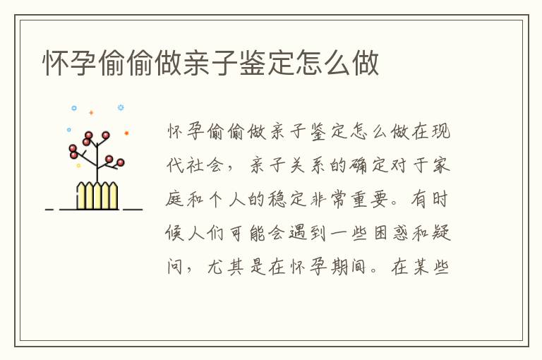 懷孕偷偷做親子鑒定怎么做