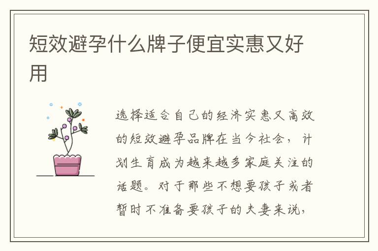 短效避孕什么牌子便宜實惠又好用