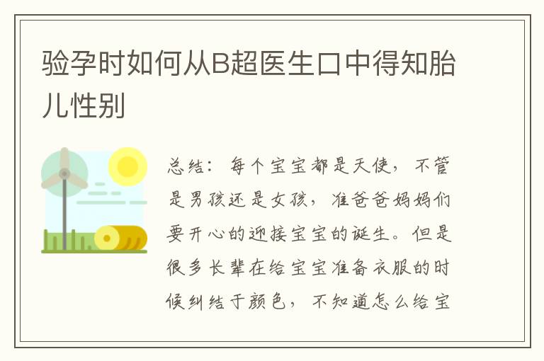 驗孕時如何從B超醫生口中得知胎兒性別