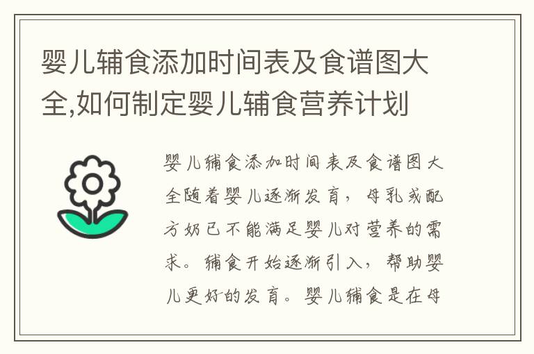 嬰兒輔食添加時間表及食譜圖大全,如何制定嬰兒輔食營養計劃