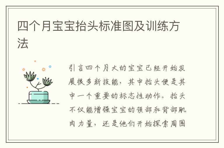 四個月寶寶抬頭標準圖及訓練方法