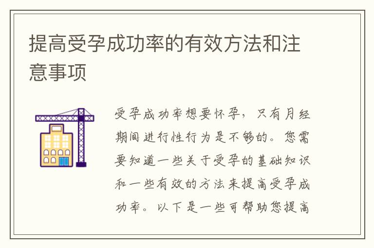 提高受孕成功率的有效方法和注意事項