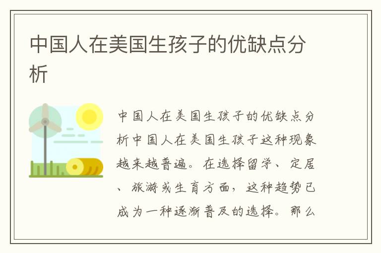 中國人在美國生孩子的優缺點分析