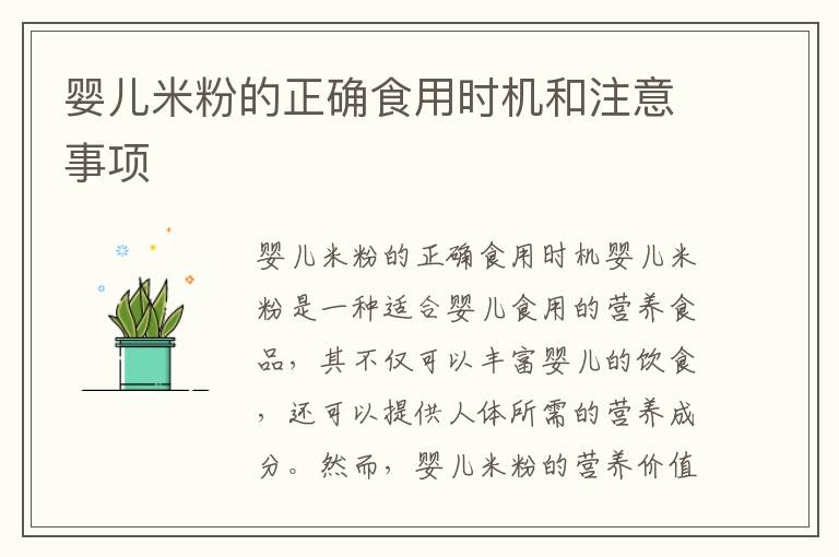 嬰兒米粉的正確食用時機和注意事項