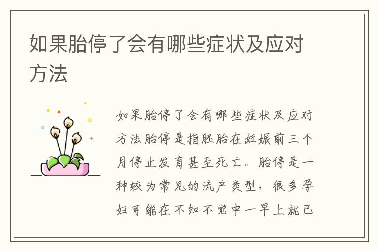 如果胎停了會有哪些癥狀及應對方法